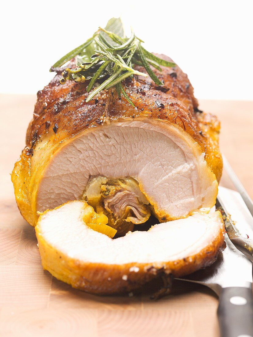 Stuffed breast of veal, partially carved