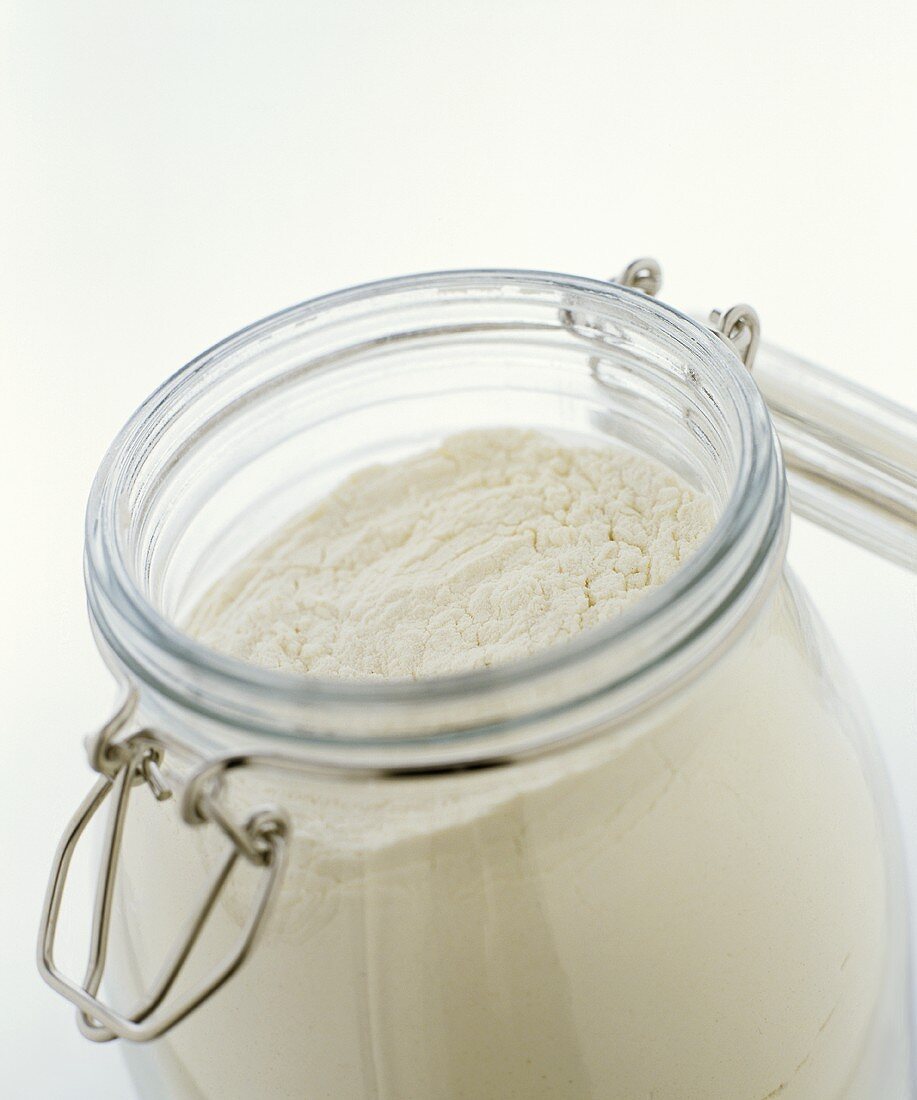 Wheat flour in a preserving jar