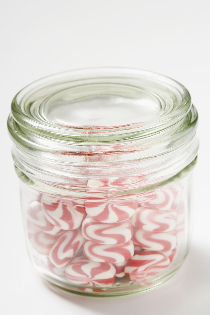 Peppermints in closed storage jar