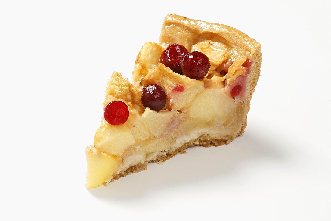 Piece of apple and cranberry tart