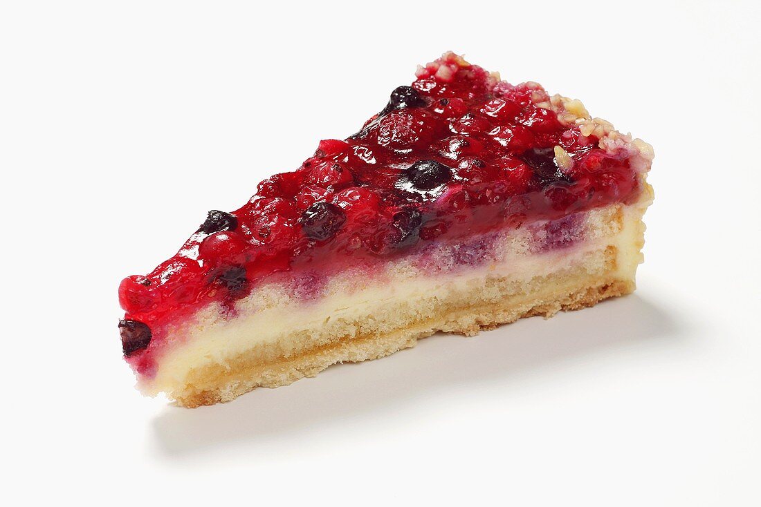 Piece of mixed berry tart