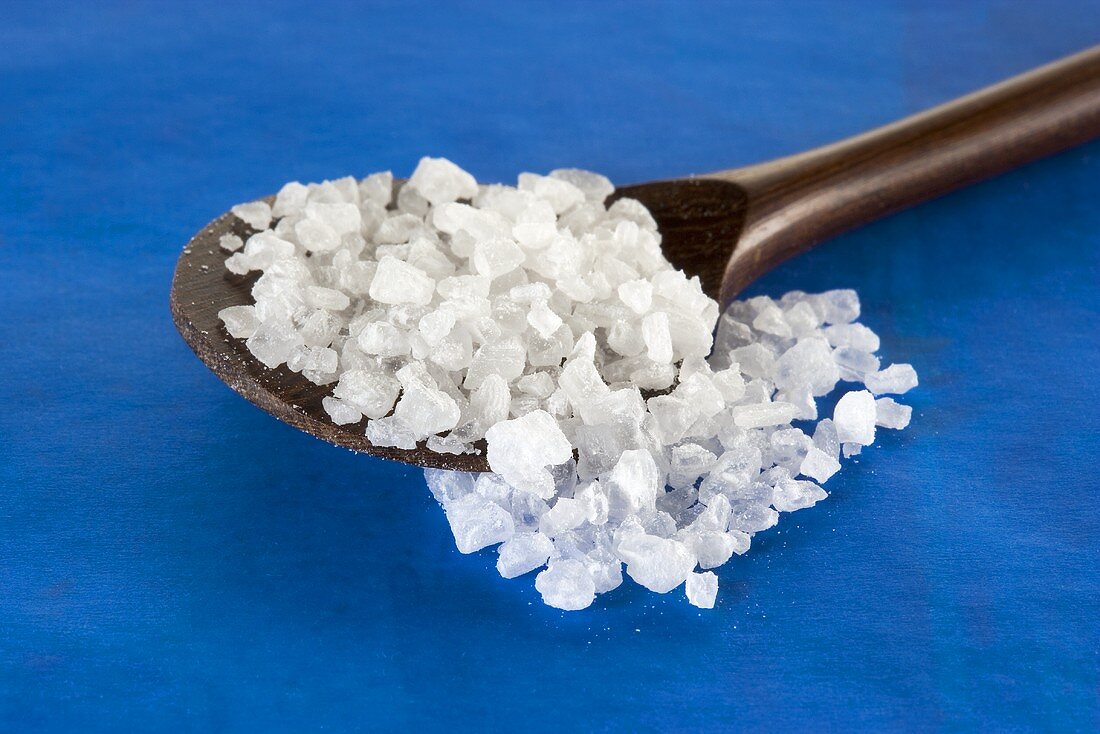 Coarse salt on spoon