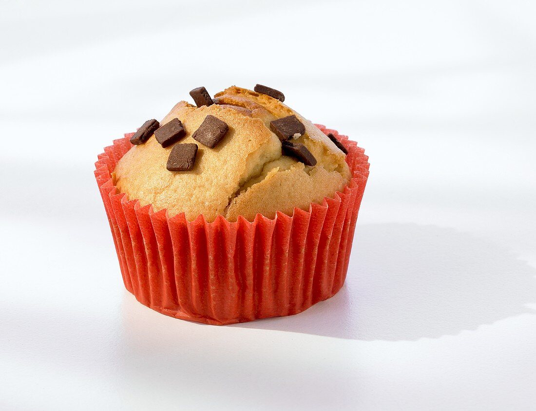 Muffin with pieces of chocolate