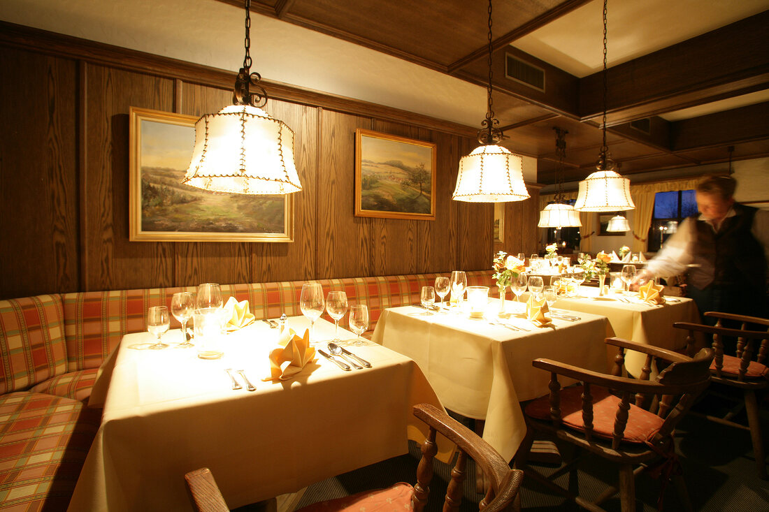 Tables laid in restaurant, Germany