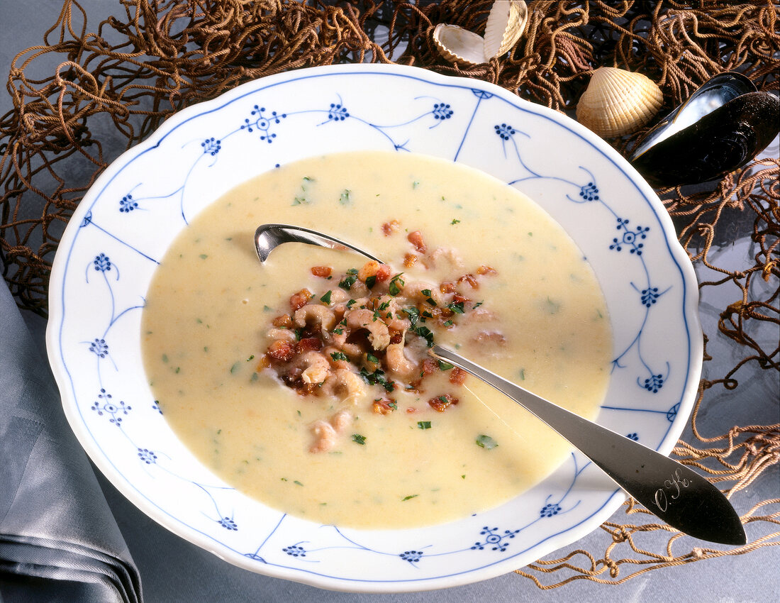 Crab soup in plate