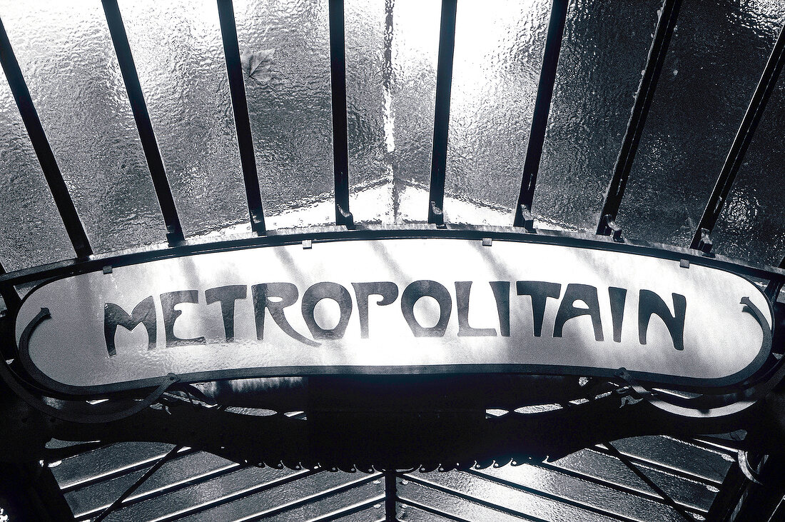Close-up of Metro with a glass roof, Paris, France