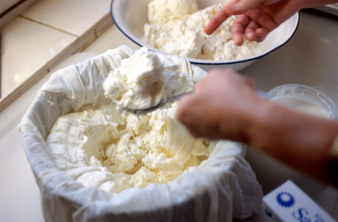 Close-up of cheese being prepared