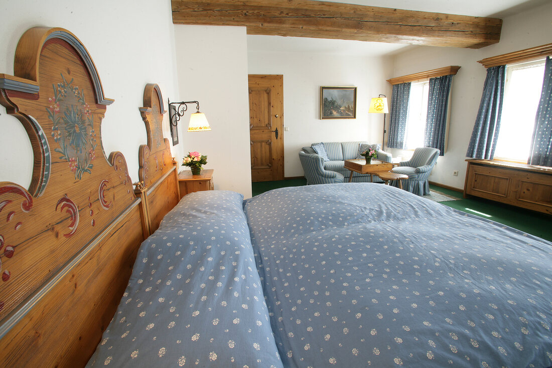 View of luxurious hotel bedroom, Austria