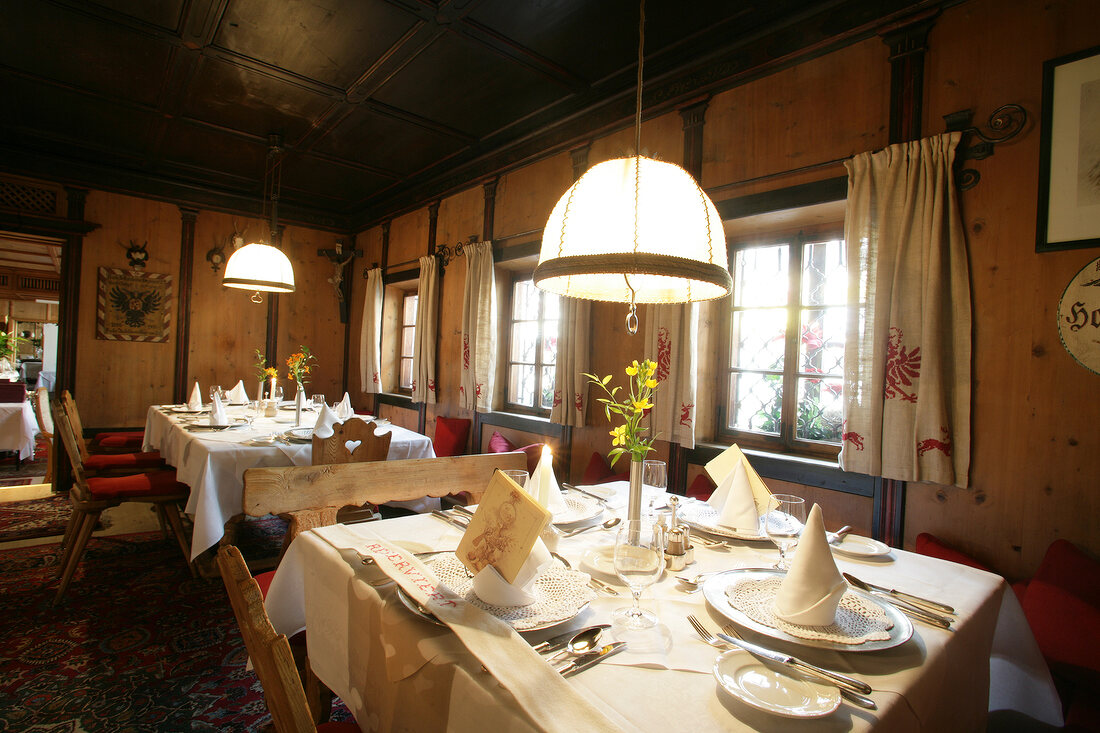 Tables laid in restaurant, Austria