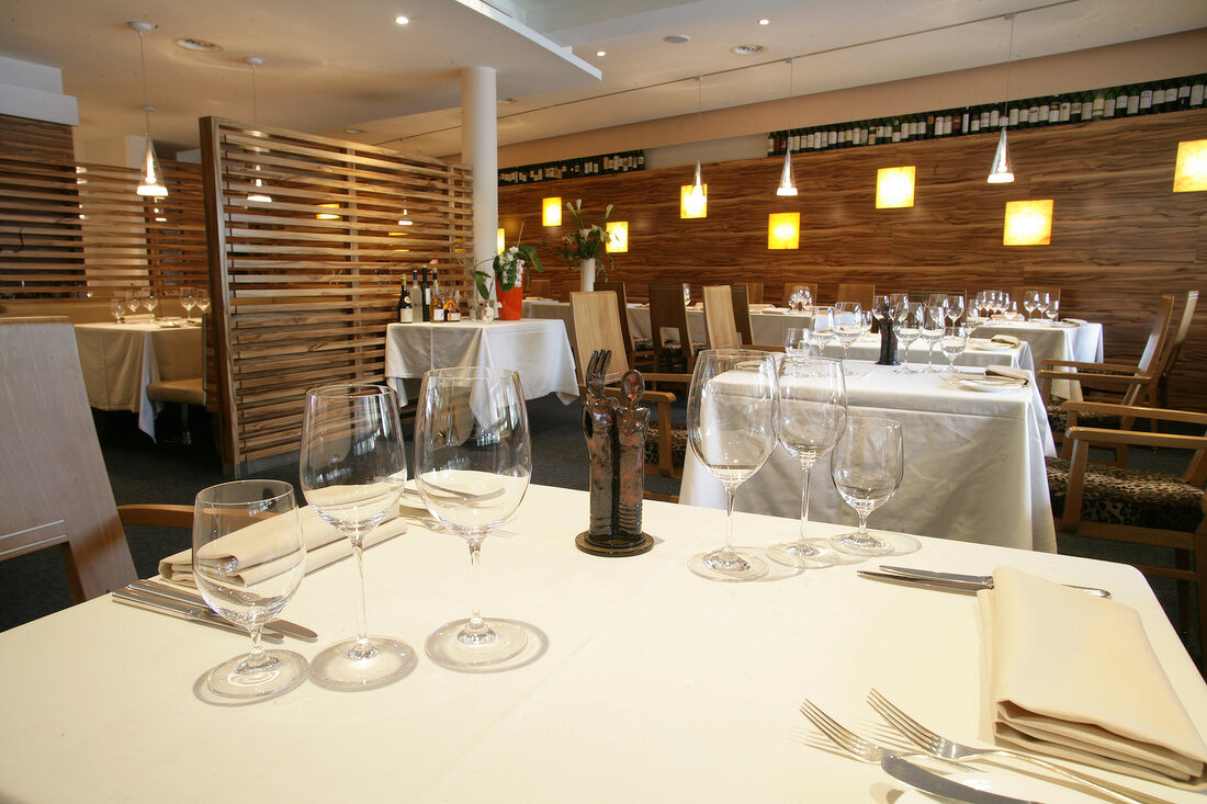 Tables laid in restaurant, Austria