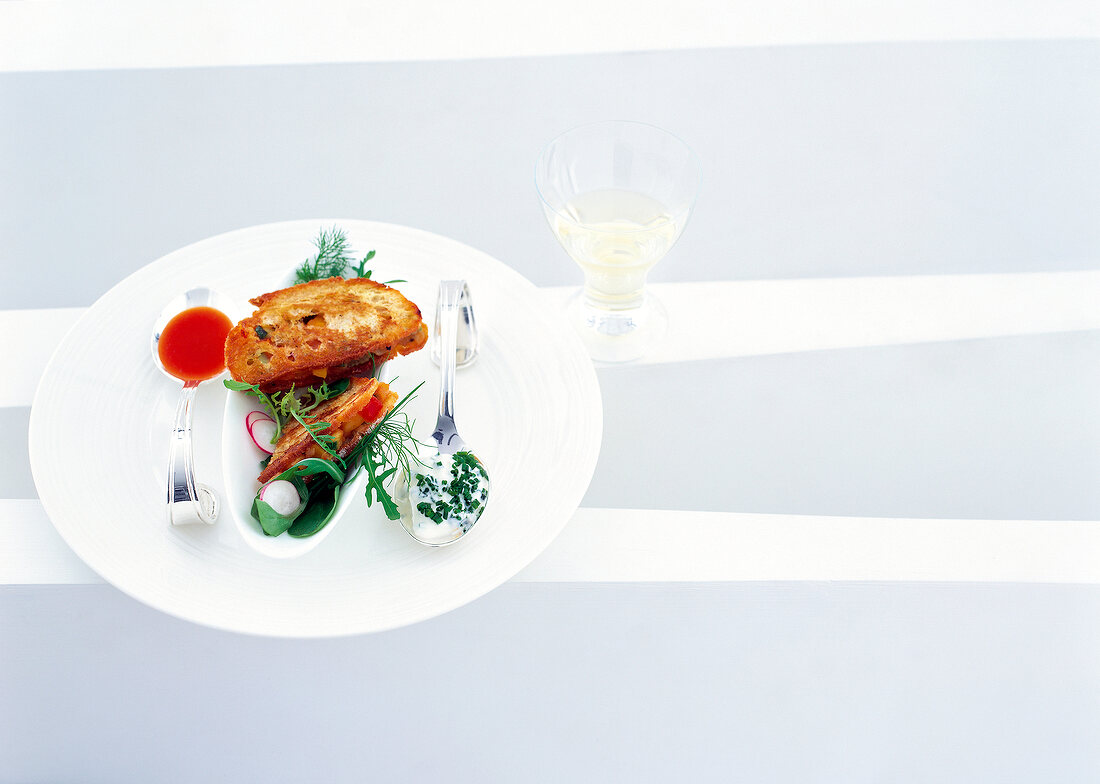 Vegetable burgers in ciabatta bread on plate