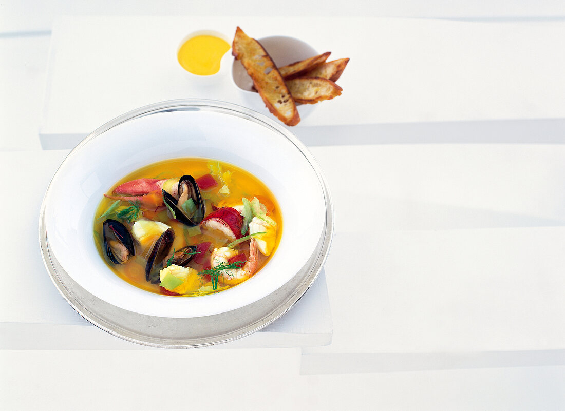 Bouillabaisse on plate