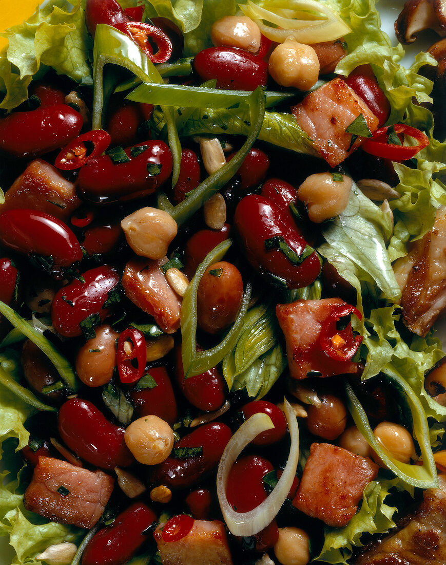 Close-up of red bean salad