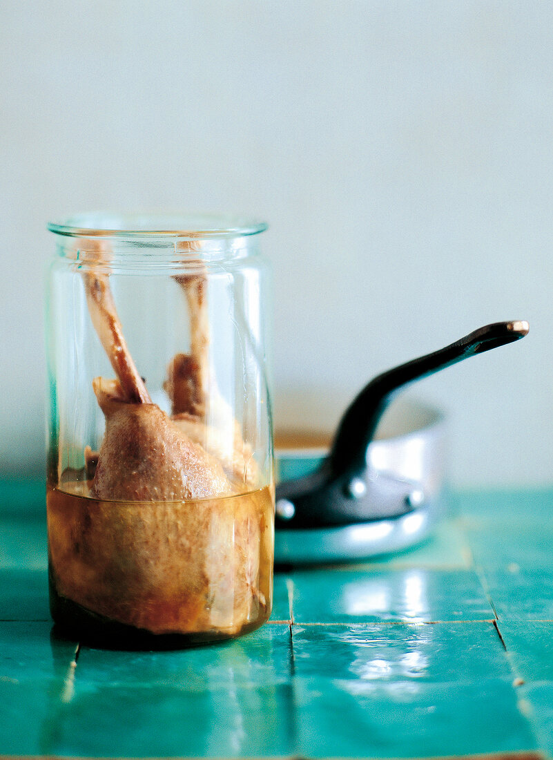 Confit of goose in glass jar