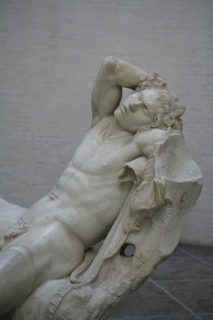 Sculpture of Barberini Faun at Glyptothek Museum in Munich, Germany