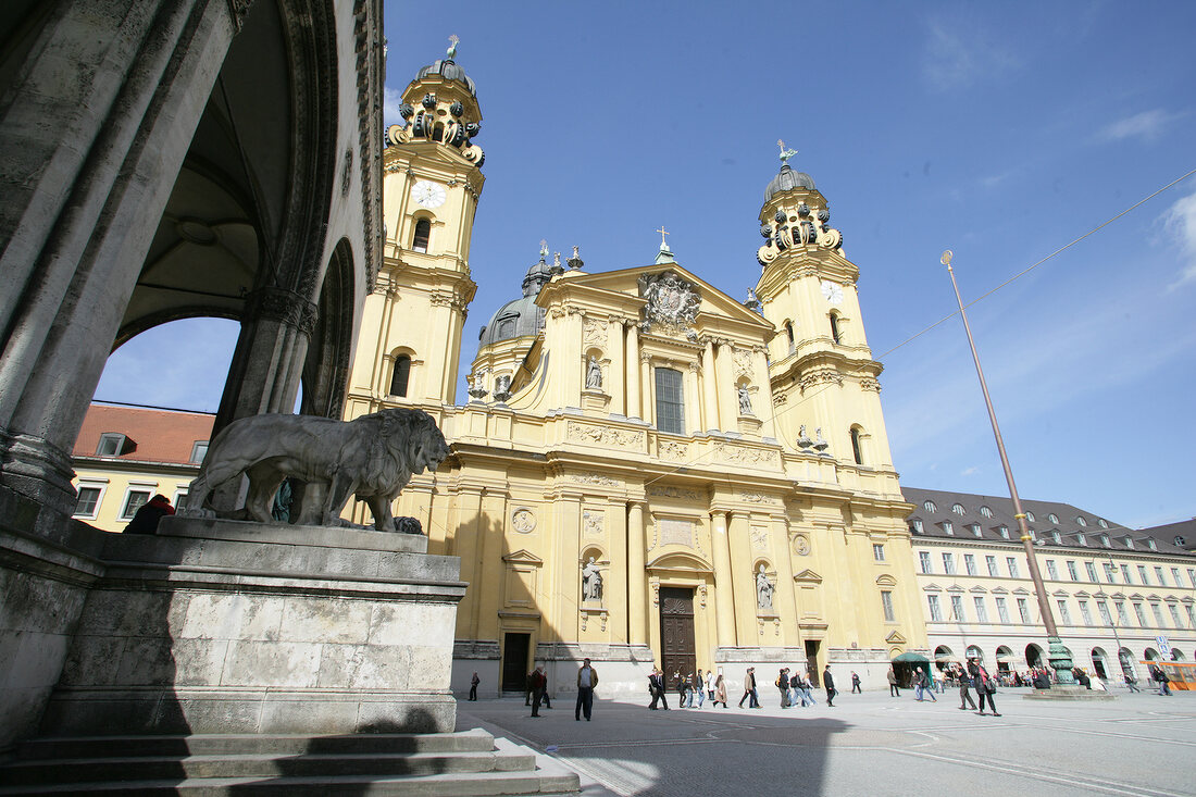 Exterior of palace with people around, Germany