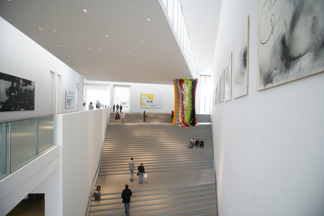 People in Pinakothek der Moderne Museum in Munich, Germany