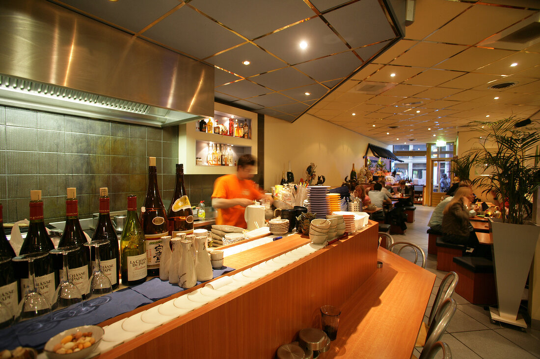 Bar counter in restaurant, Netherlands