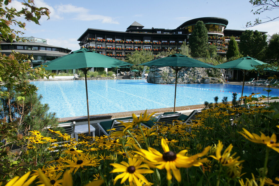 Swimming pool in Sonnenalp resort at Bavaria, Germany