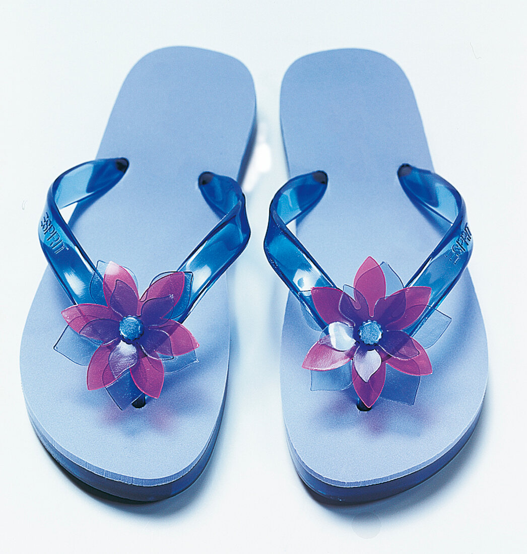 Flip-Flops blau mit Blume von Esprit 