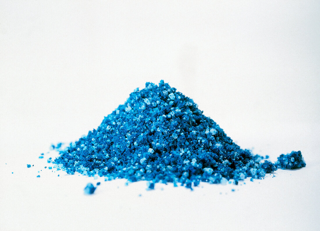 Close-up of small pile of blue mineral crystals