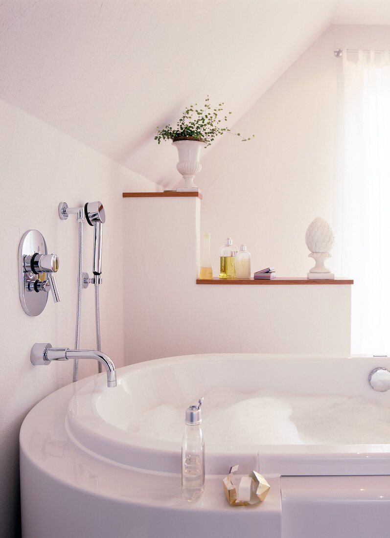 Close-up of white luxury bathtub