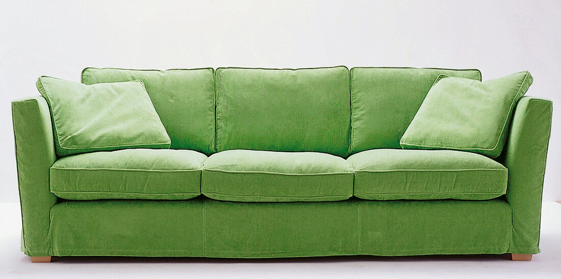 Freisteller: Grünes Sofa, der Bezug aus Havard Cord ist waschbar