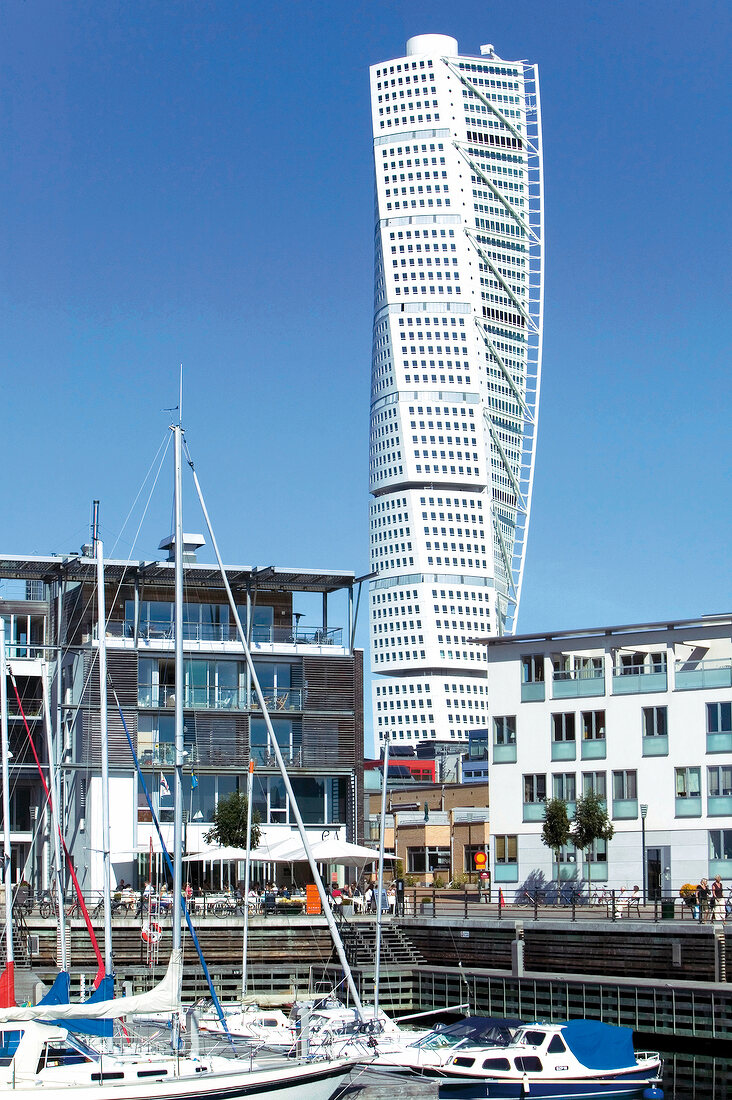 View of The Twisted Torso in Malmo created by Santiago Calatrava