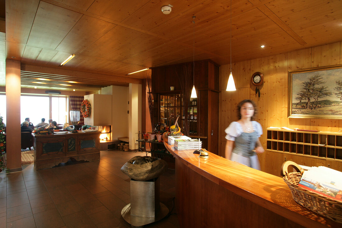 Reception of Die Halde hotel in Oberried, Germany