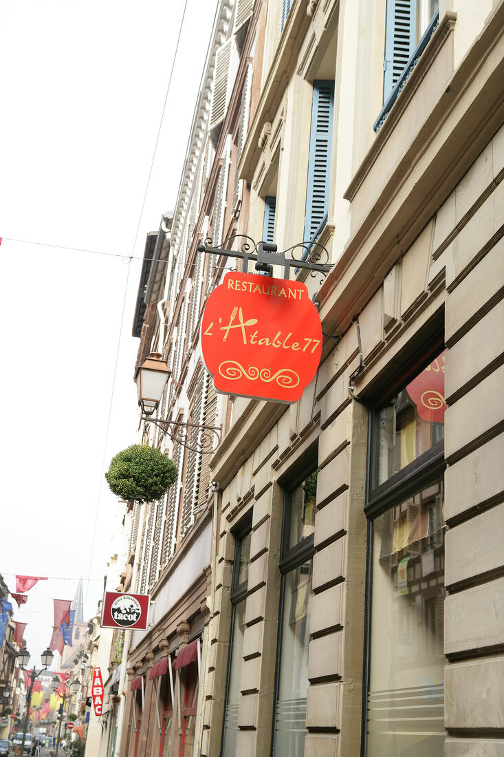 Signboard of restaurant, France