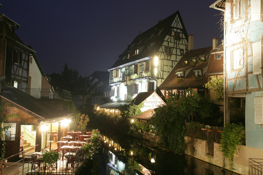 View of half-timbered hotel, France