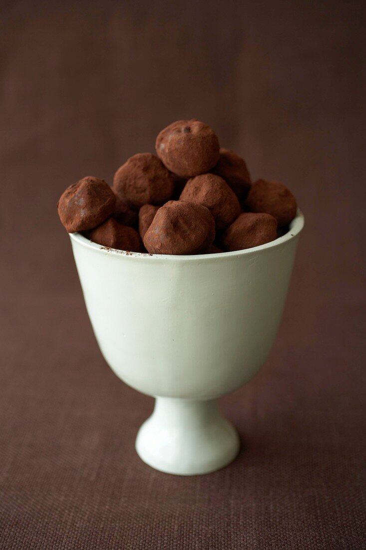 Chocolate truffles in bowl