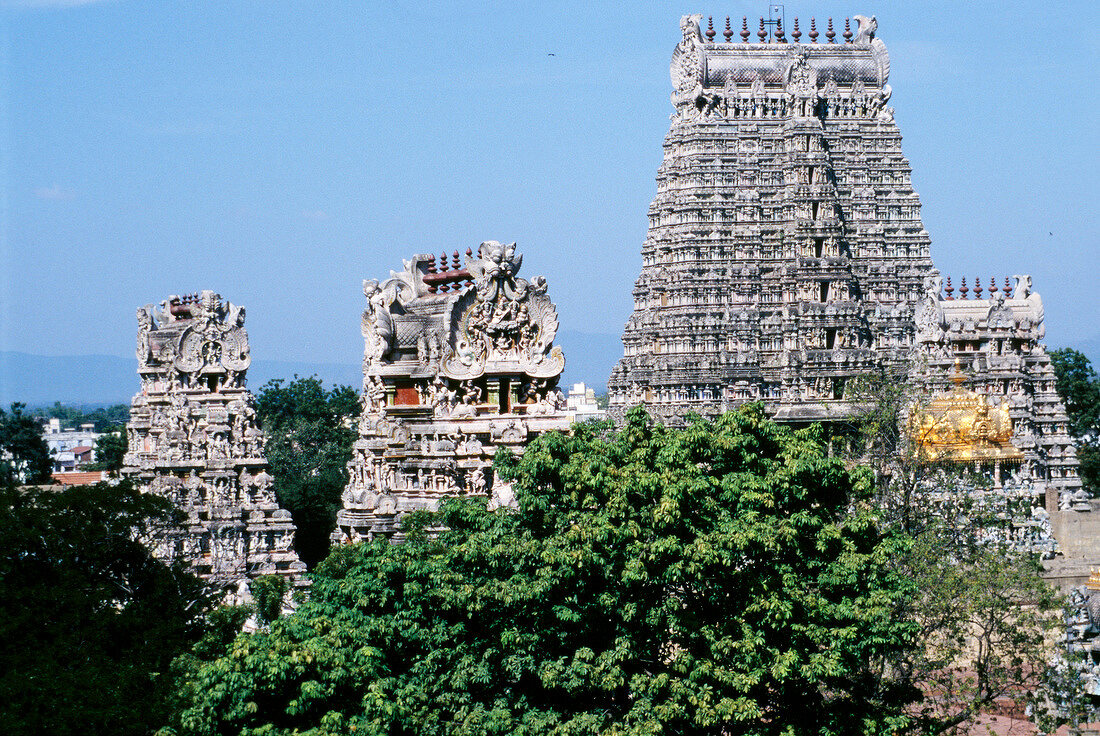 View of Meenakshi temple in Madurai, Tamil Nadu, India