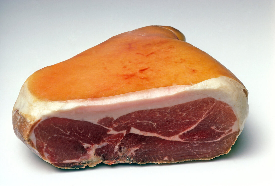 Parma ham on white background
