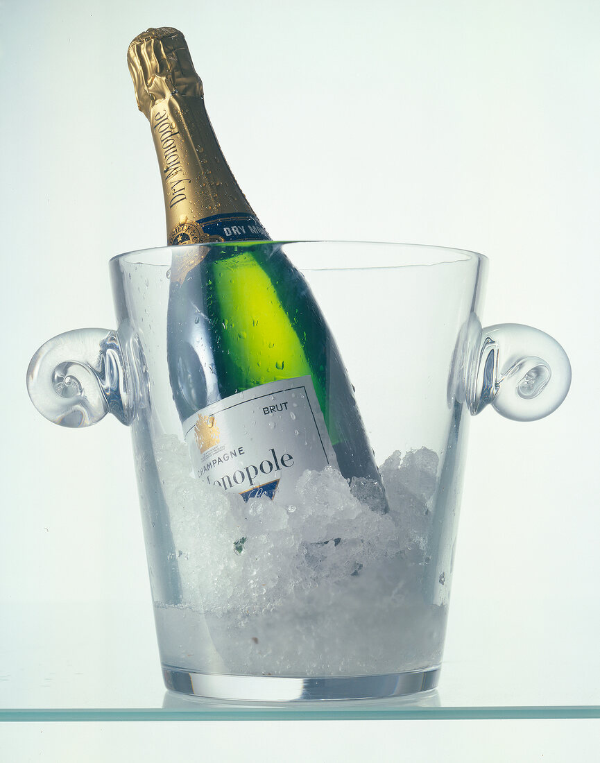 Champagne bottle in glass champagne cooler