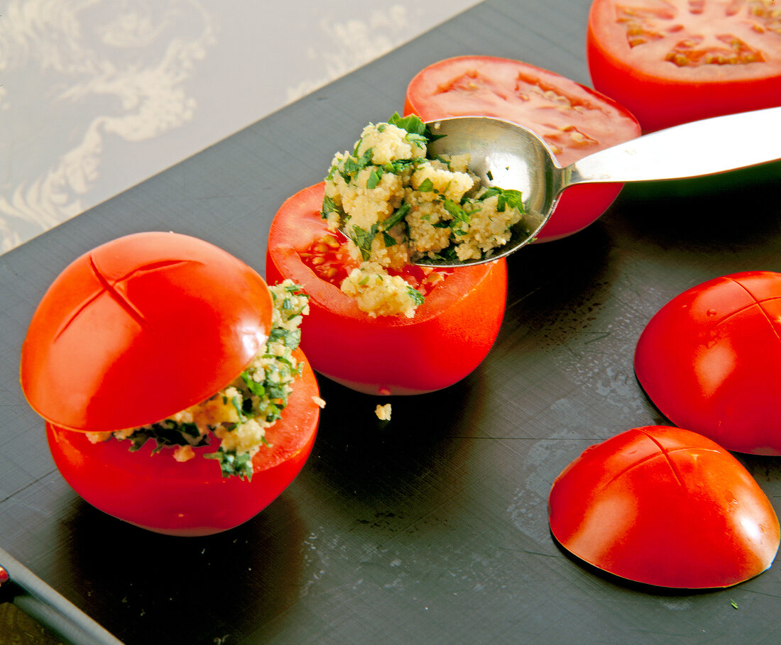 Tomatoes stuffed with cheese mixture