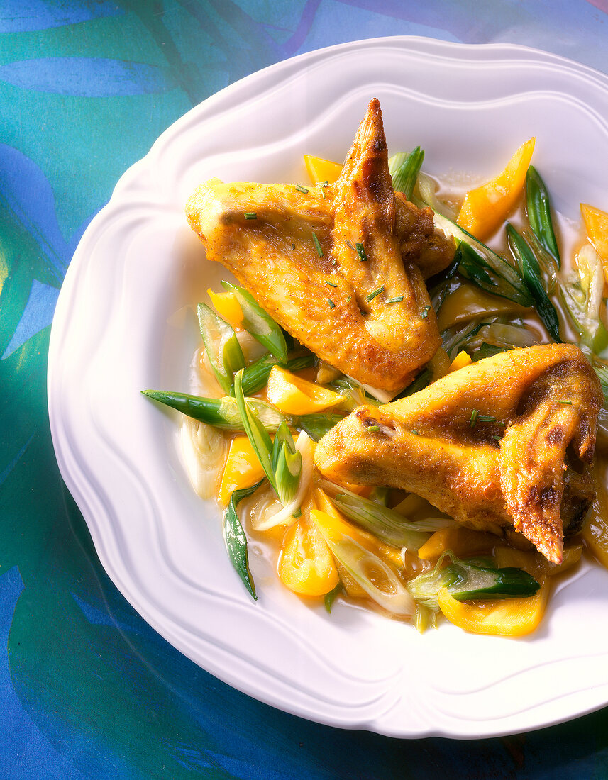 Close-up of fried chicken wings on plate