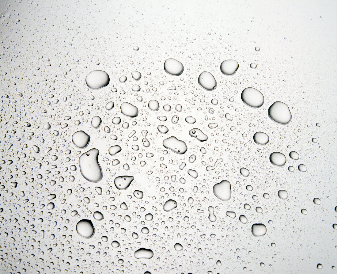 Close-up of water drops on white background