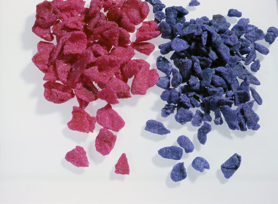 Dried violets and rose petals on white background