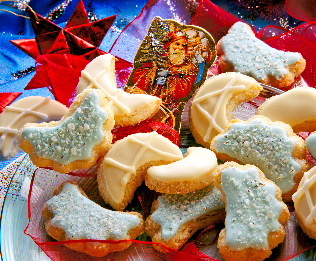 Close-up of Christmas cookies made from cedar bread