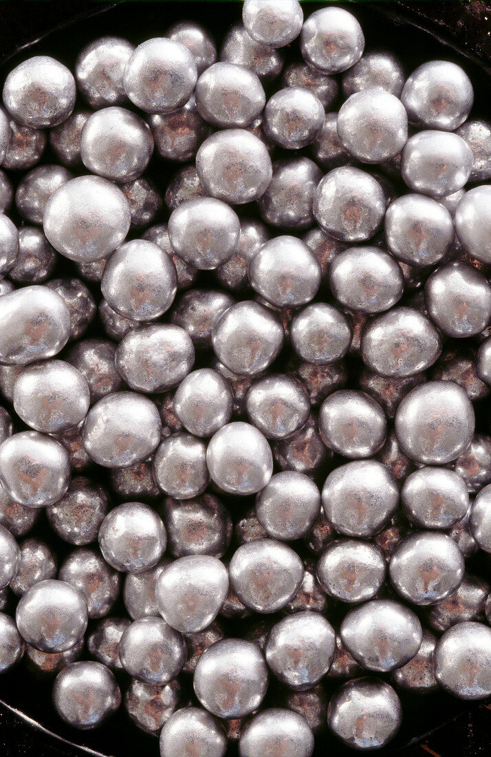 Close-up of silver sugar pearls
