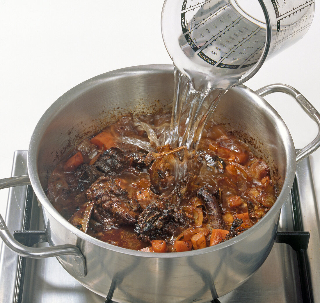 Water added to mixture in pot, step 4