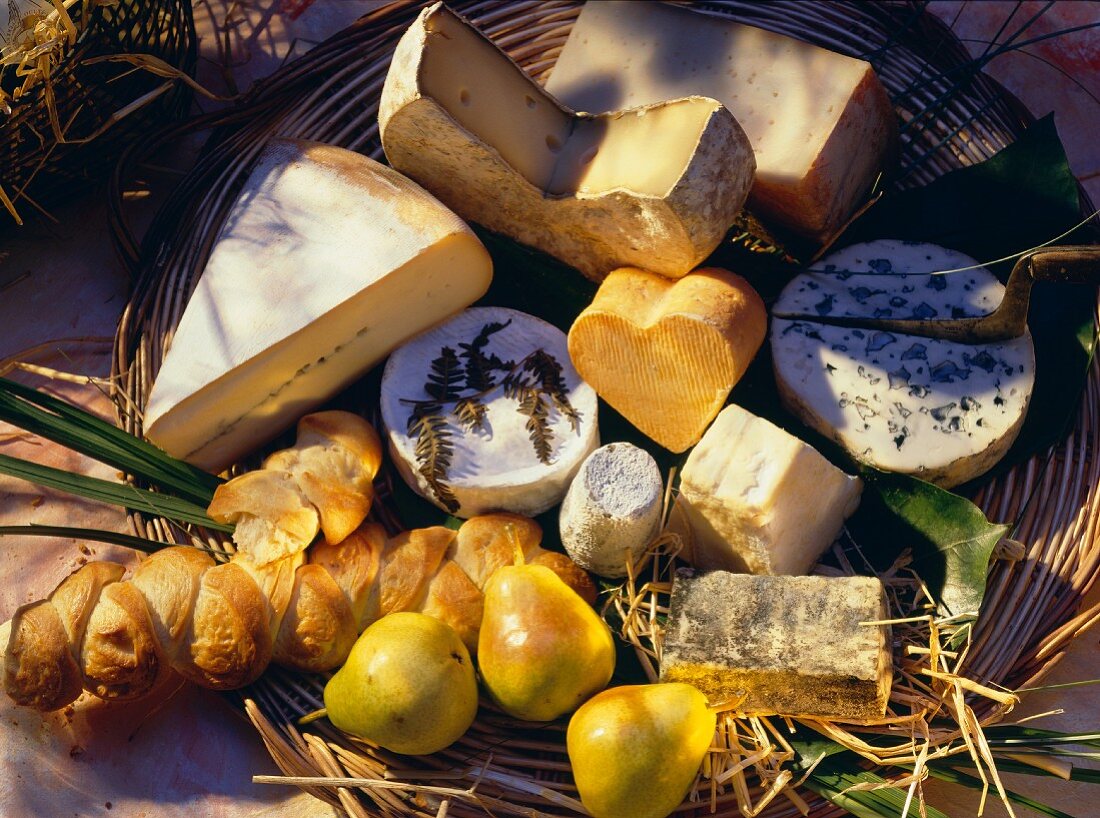 Various Kinds of Cheese; Pears and Bread