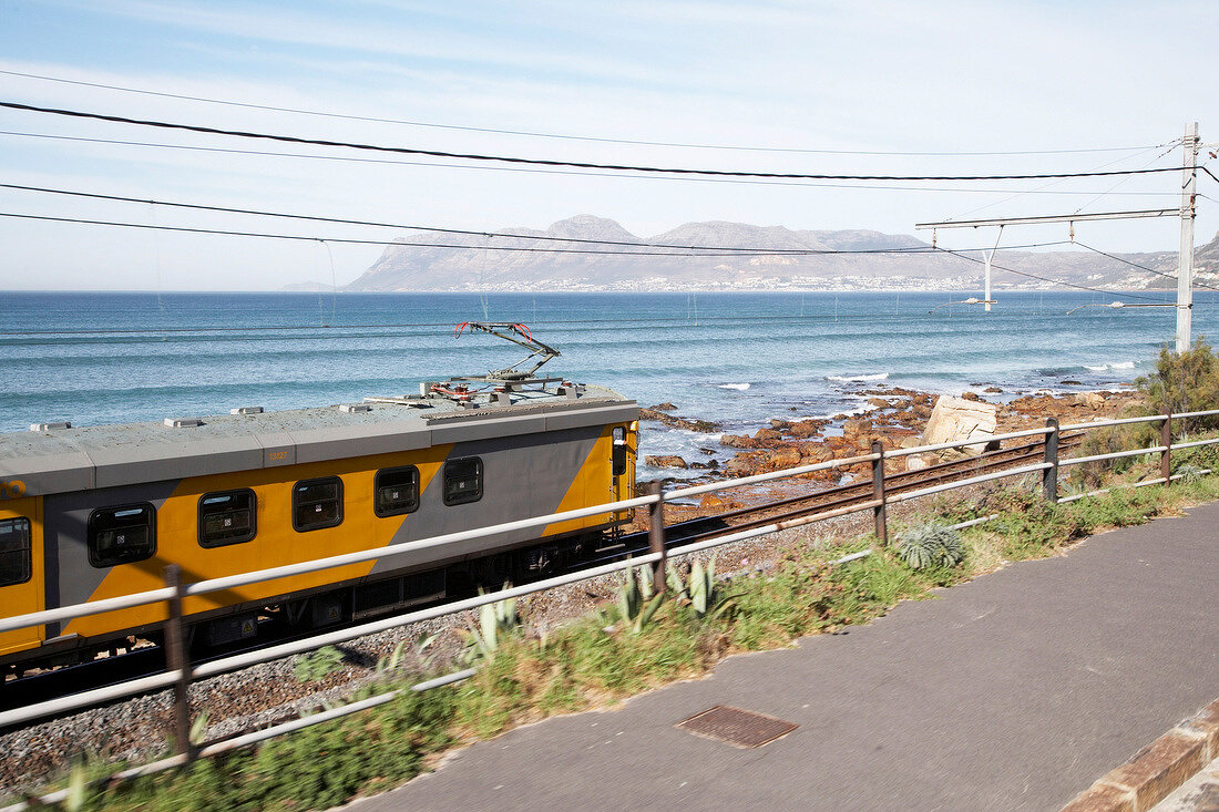 View of railway line on the False Bay, Muizenberg, South Africa