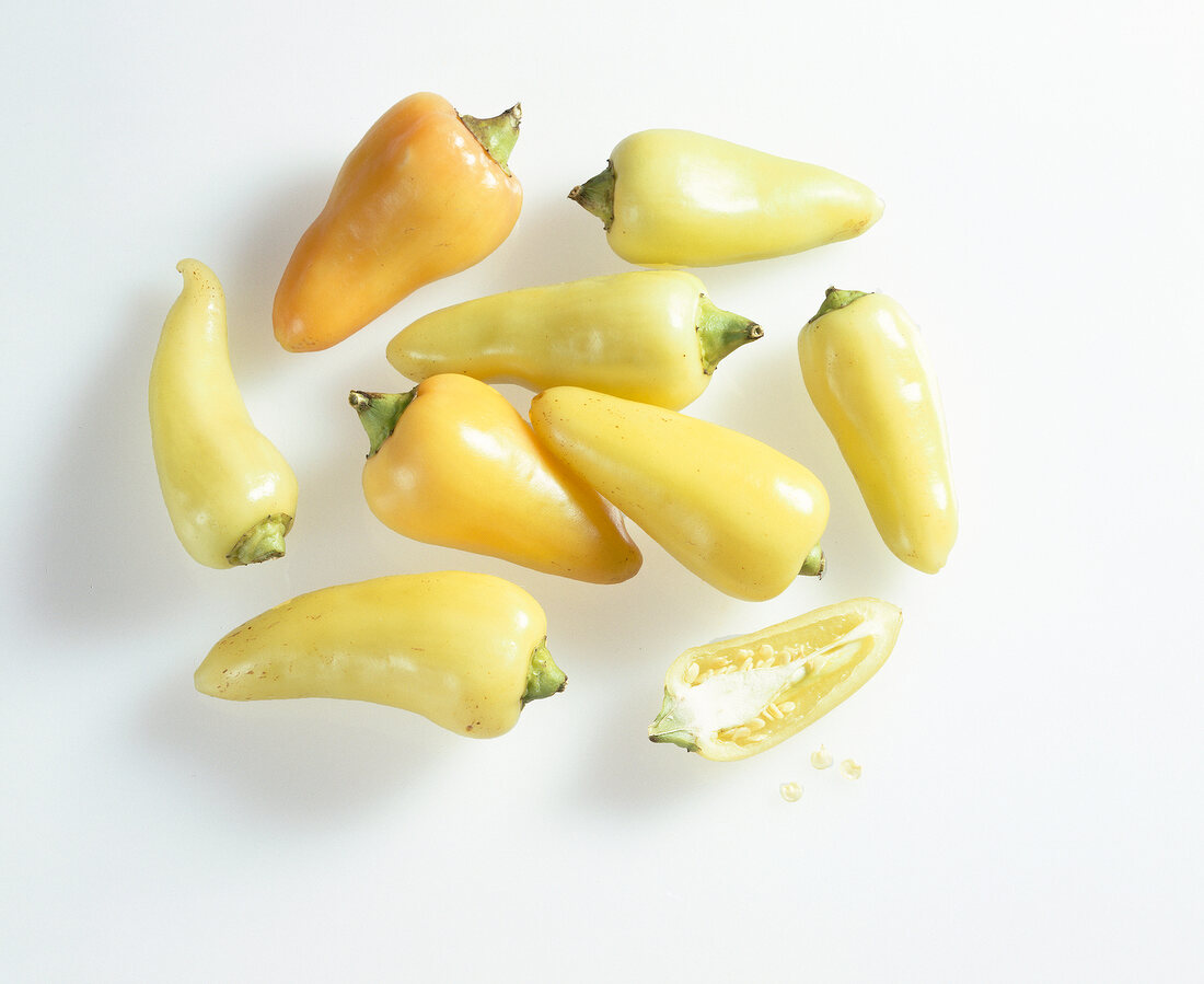 Close-up of chilli guero on white background