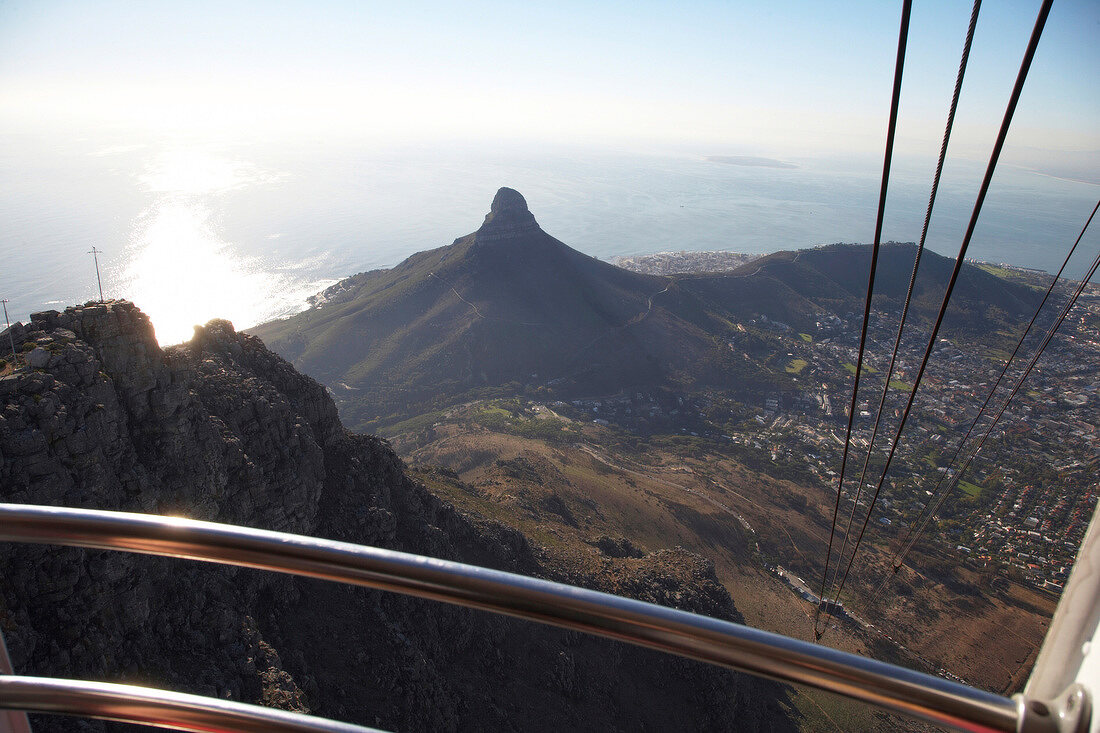 View of Table Bay and Cape town from cable car, South Africa
