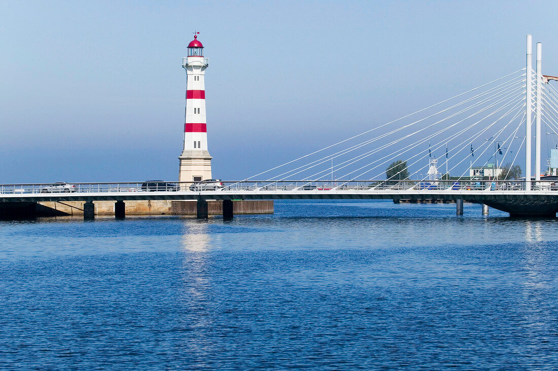 Leuchtturm in Malmö am Öresund, Schweden.