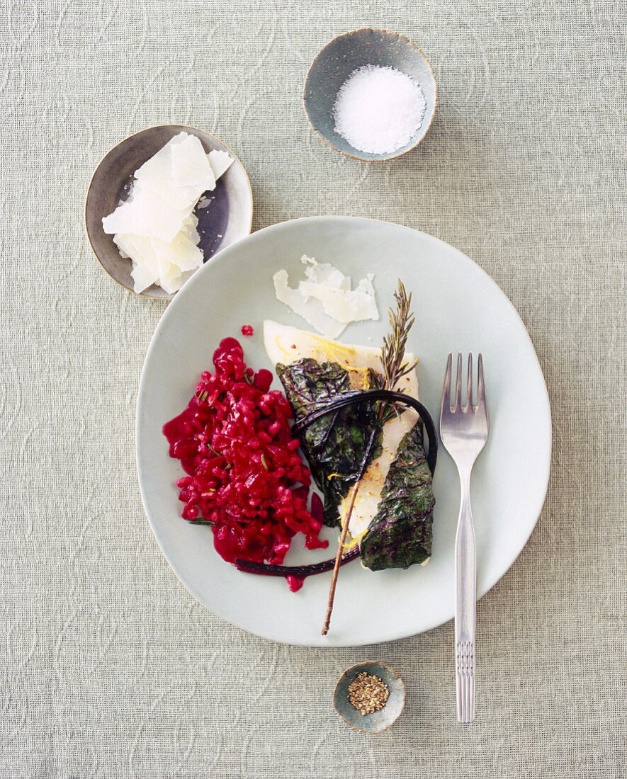 Zanderfilet zu Dinkelrisotto mit Roter Bete