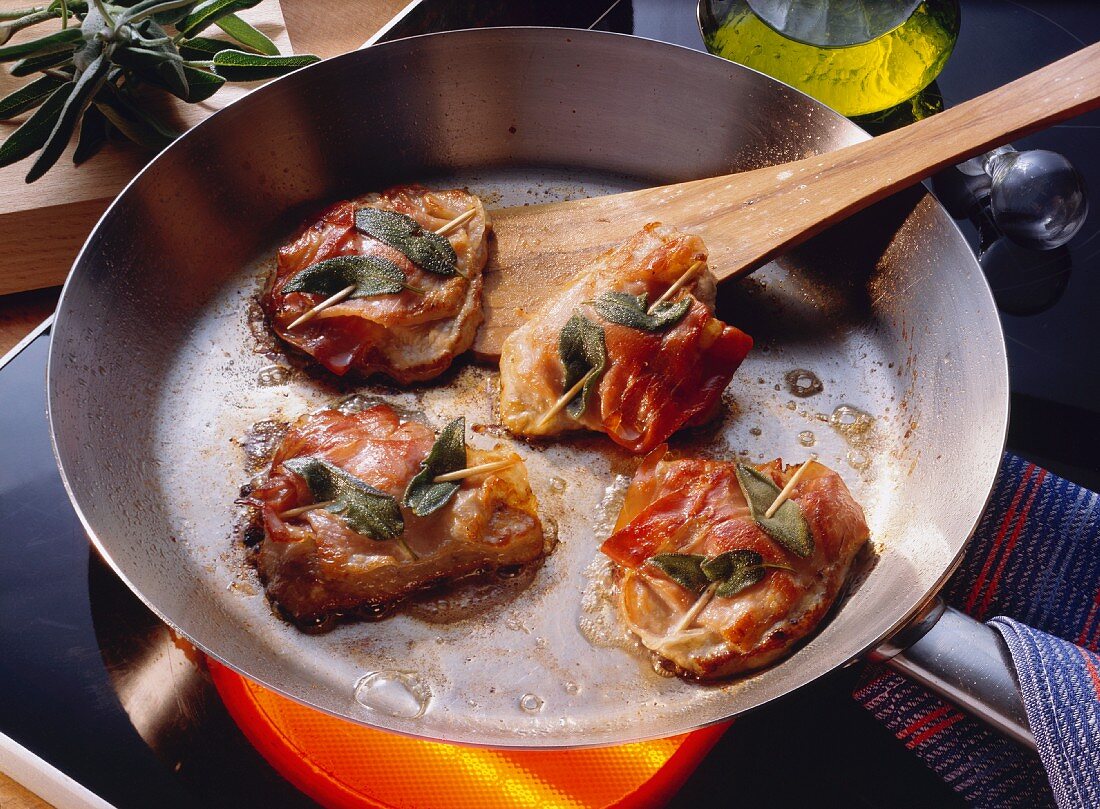 Saltimbocca alla romana (veal escalopes with sage, Italy)