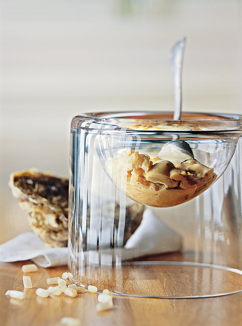 Soybean risotto with mushrooms in bowl